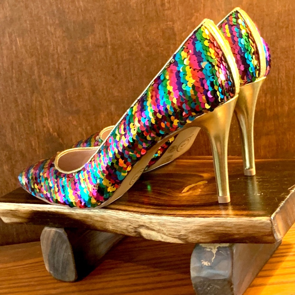Chinese Laundry Sequins Pump,Color RAINBOW, Sz 7.5